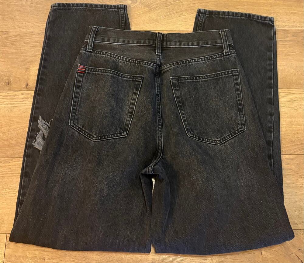 BDG Urban Outfitters High Rise Baggy Jeans 27 Black Distressed Ripped Denim